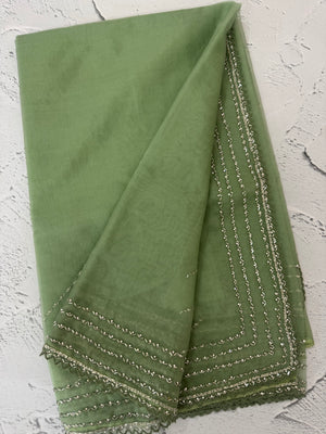 Handworked Organza saree and blouse MCW376 JadeGreen