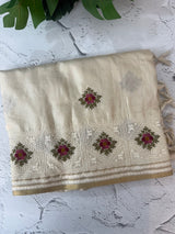 Blended soft tussar silk saree MS90543- Cream