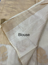 Semi chanderi silk saree with zari weaving - MKT891