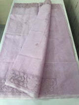 Viscose Organza saree with applique work-MSH101 Lavender