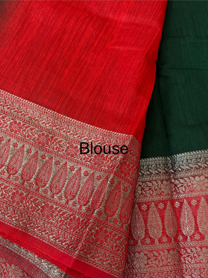 Jute linen sarees with contrast pallu & blouse MJL456