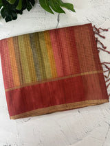 Multi color Semi silk saree with borders MSS489