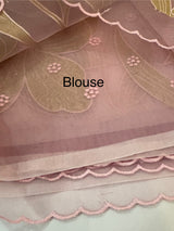 Organza saree with tissue applique work MS5081 Pink
