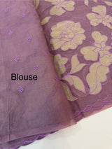 Semi organza saree with appliqué work - MSH906 DarkLavender