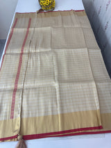 Tissue mix Soft silk saree with checks zari weaving MS8146