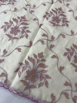 Mul chanderi tissue applique work saree MSH177