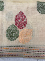 Semi chanderi saree kanta embriodery MSF590 - Cream