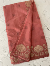 Mul chanderi tissue applique saree MSH151-Dusky Peach