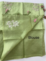 Tussar finish soft silk saree with thread embroidery MTS568 Green