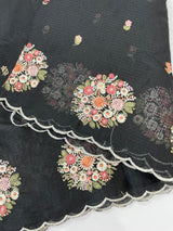 Kota checks saree with embroidery MS7645 Black