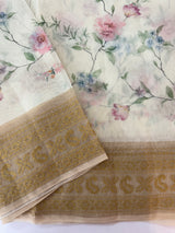 Chanderi digital printed saree with chikankari embriodery MSH171