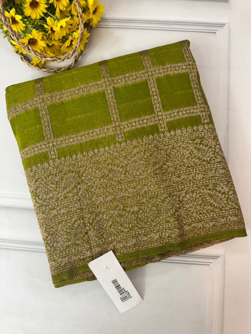Semi banarasi Khaddi Georgette saree - MS1498 Leaf Green