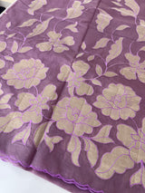 Semi organza saree with appliqué work - MSH906 DarkLavender