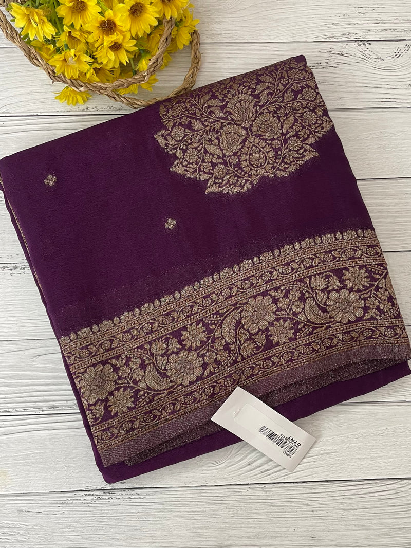 Semi banarasi Crepe Chiffon saree - MS1499 VADAMALLI
