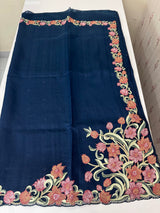 Cutwork Blended Matka Tussar silk saree MS6795 - DarkBlue