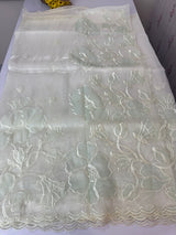 Tissue Organza Applique work saree MS15203- Pastel MintGreen