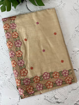 Blended tussar saree with cutwork - MSHK677 Beige