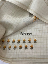 Blended tussar saree with embriodery - MS8667 PearlCream