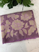 Semi organza saree with appliqué work - MSH906 DarkLavender