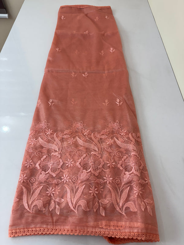 Viscose organza saree with embroidery MFNE512 Peach