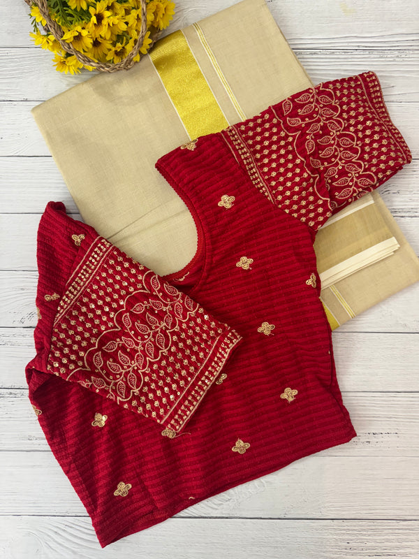 Stretchable Readymade blouse with sequence work- MSBL