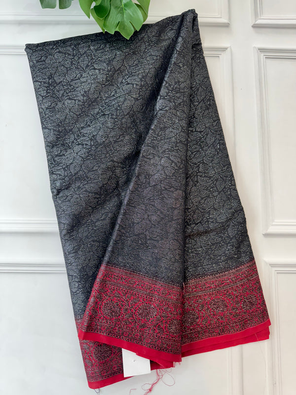 Semi banarasi weaving saree MBS966 Black to MaroonRed