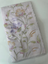 Supernet saree with embroidery and handpainting MSH104- Pastel Lavender