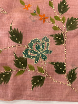 Unstitched Chanderi suit Set with kanta work- MK172