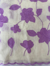 Mul chanderi applique work saree MSH170