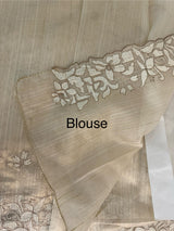 Blended matka tussar saree with embriodery - MS8477 Beige