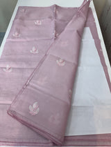 Kota  checks saree with embroidery - MS7679 Lilac