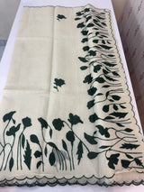 Tissue cotton applique work saree MS6743(2) BottleGreen