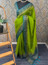Jute silk sarees with contrast pallu & blouse MJL396