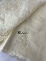 Striped Mul chanderi saree with applique borders MSH987- PaleYellow