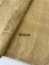 Blended Tussar silk saree with tissue applique work- MSH193 Beige