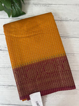 Semi silk saree with checks zari weaving MS81543- DeepYellow to Maroon
