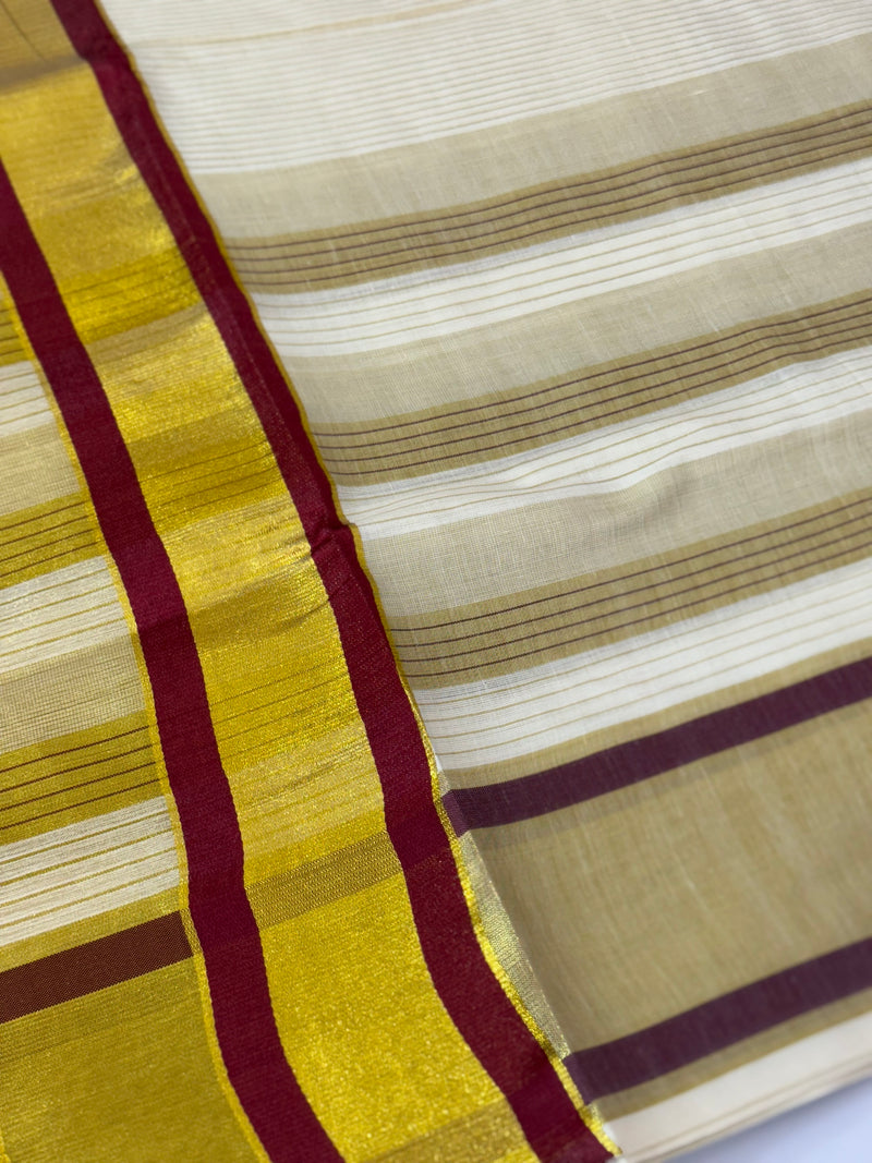 Kerala tissue saree- Gold lines