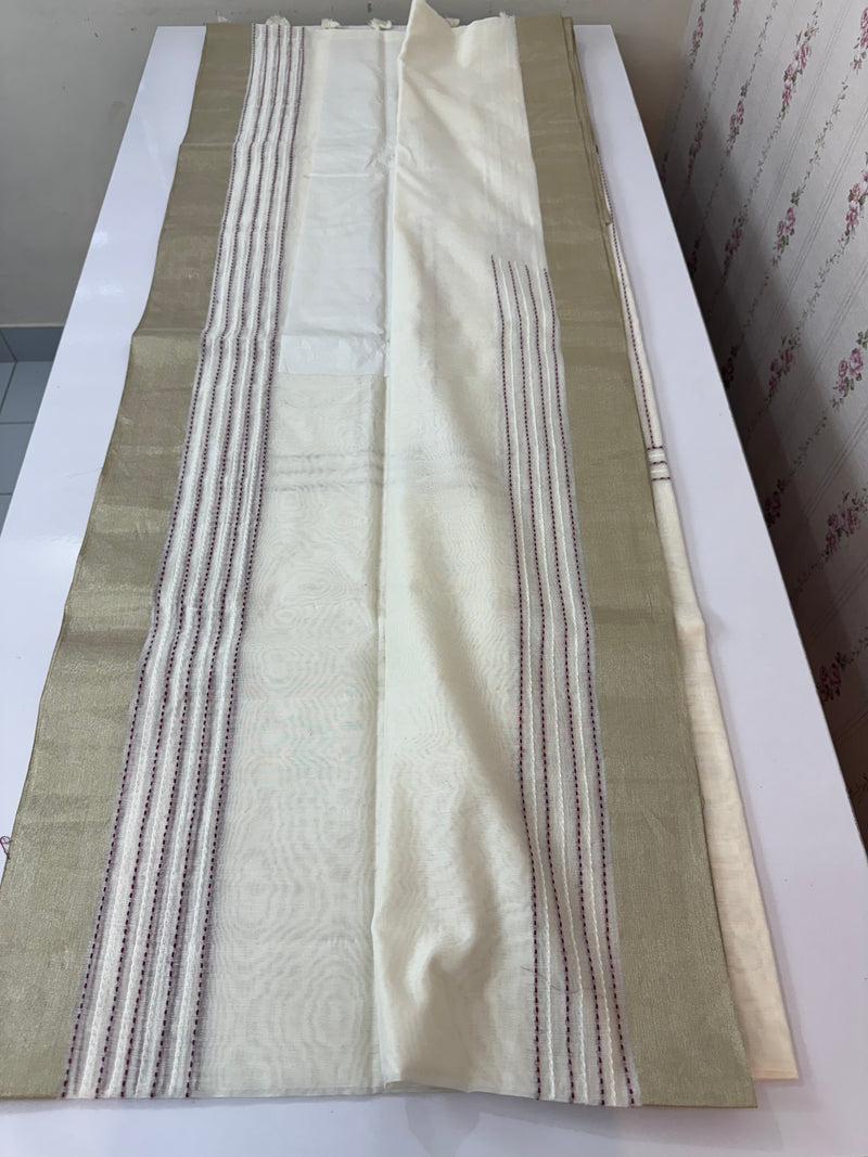 Soft Chanderi viscose silk saree with applique work MS1802
