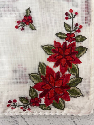 Soft Silky kota saree with cross stitch embroidery MS9831 - White to Red
