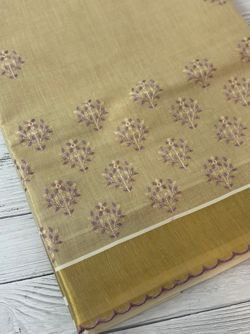 Kerala tissue cotton saree- MSK101- Lavender