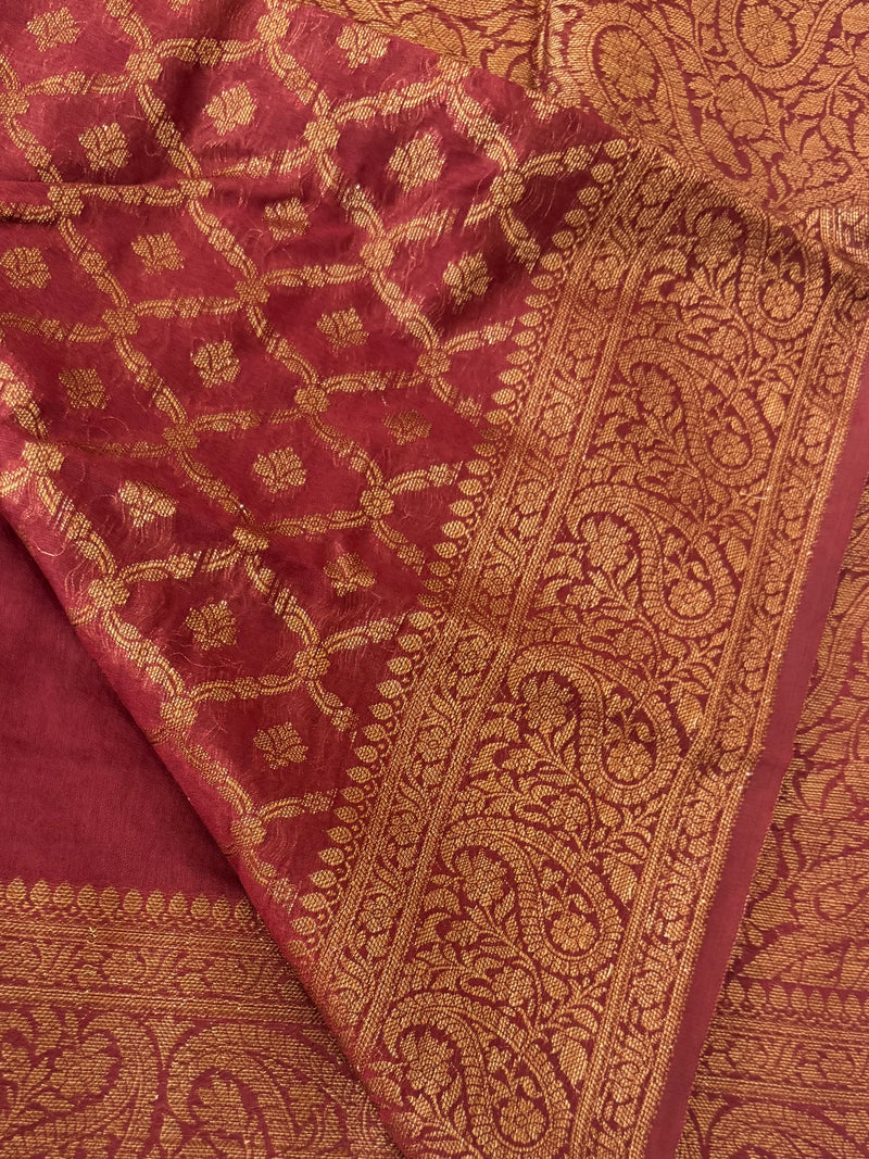 Banarasi warm silk saree with brocade blouse MS12165 Maroon