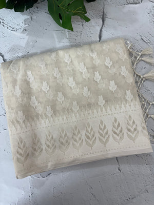 Fancy Net saree with thread work MSH271 - Ivory 3