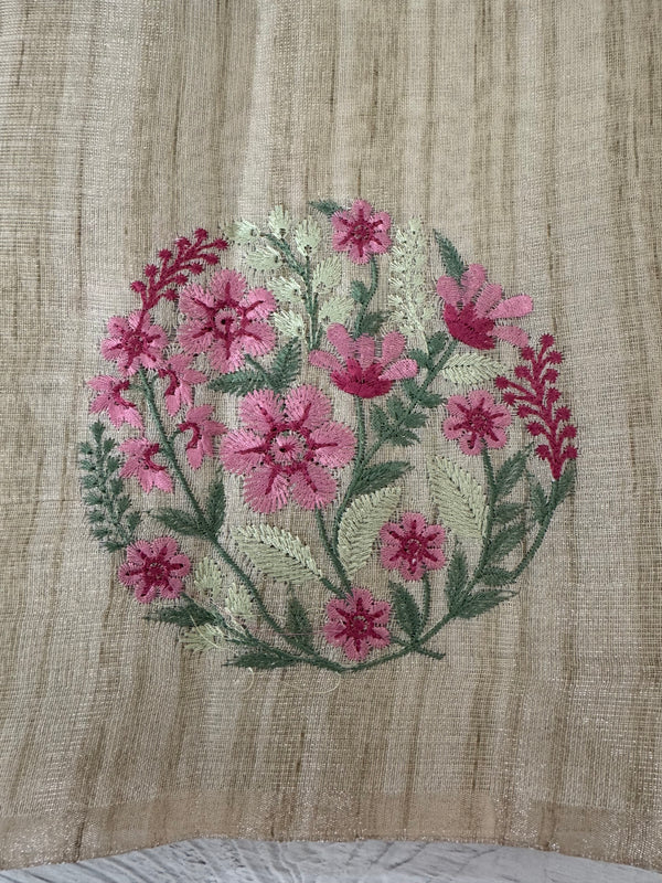 Blended tissue tussar saree with embriodery - MS8945