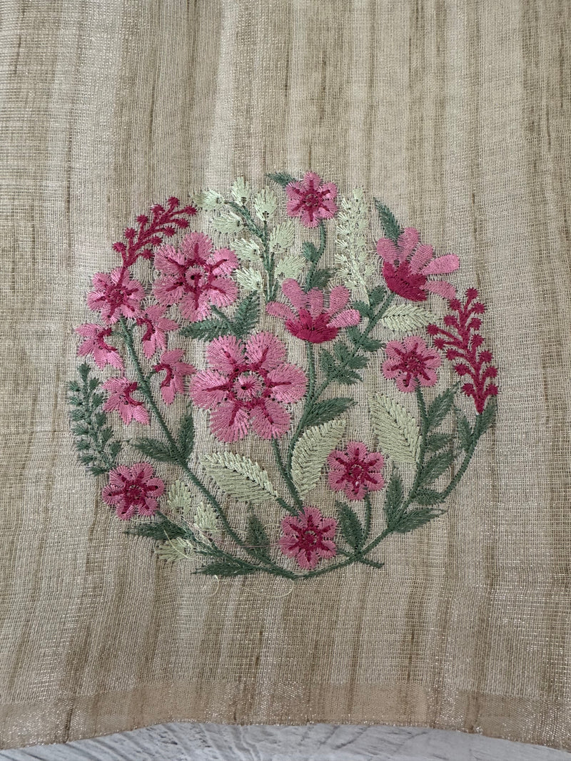 Blended tissue tussar saree with embriodery - MS8945