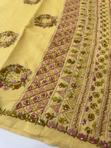 Kanta Handstitched Blended soft tussar silk saree MS90567- Yellow