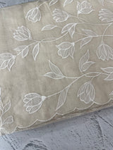Mul chanderi saree with applique work MSH659- OffWhite