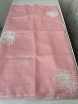 Crush Organza saree with applique work MBS677 PeachPink