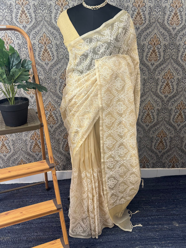 Tissue silk saree MTTS66- LightGolden