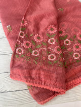 Soft kota checks saree with embroidery - SVPSNM Peach