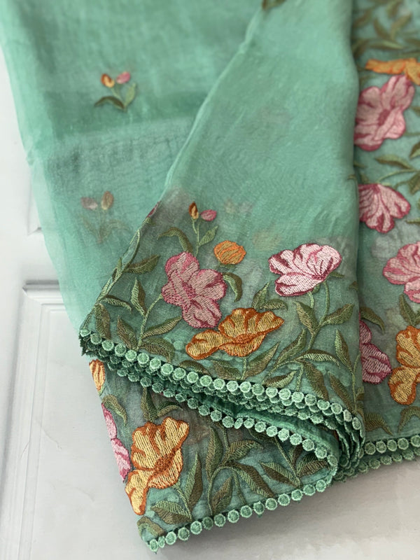 Tissue Organza saree MS14717- BluishGreen
